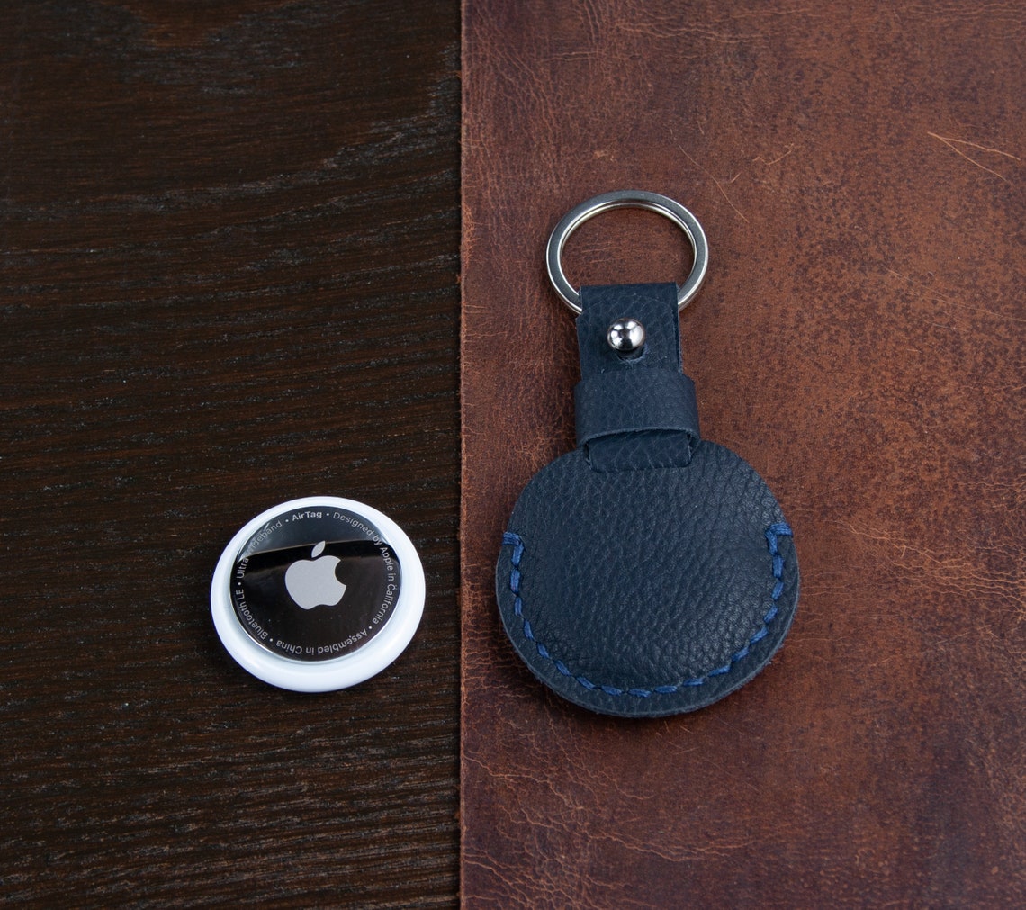 Apple Airtag Genuine Leather Keychain Etsy