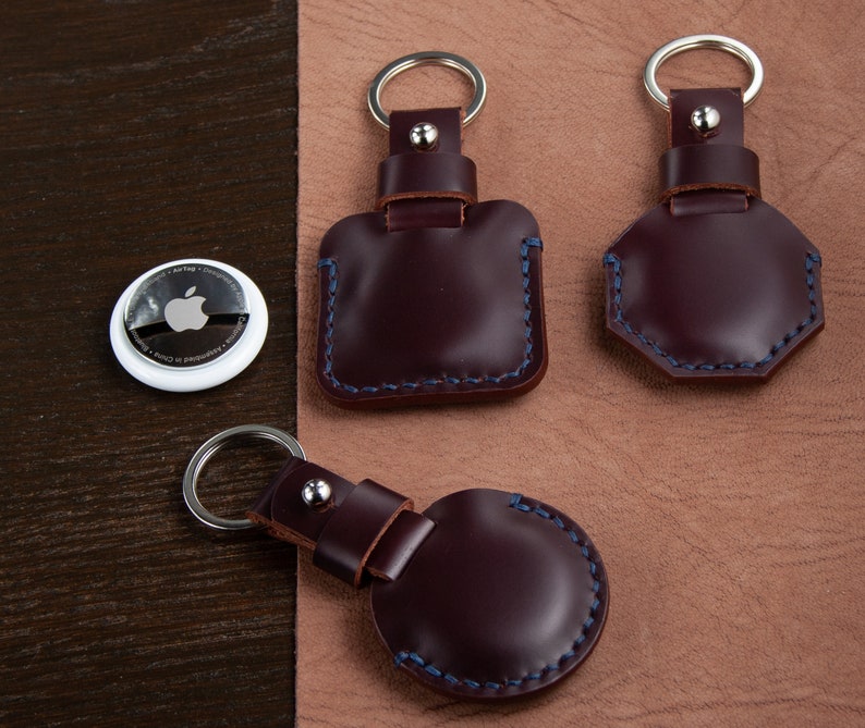 Apple Airtag Genuine Leather Keychain Etsy