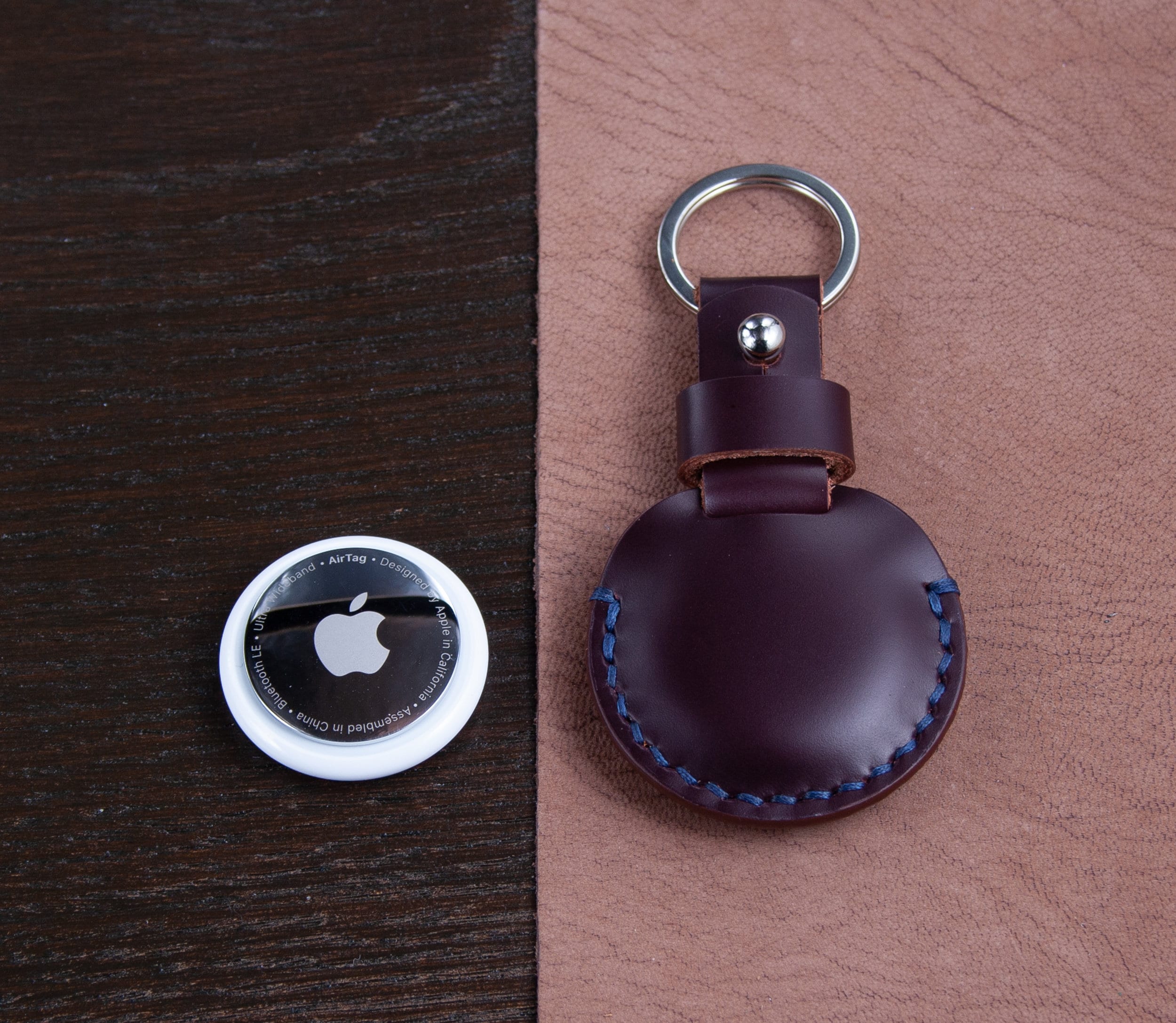 Apple Airtag Genuine Leather Keychain Etsy