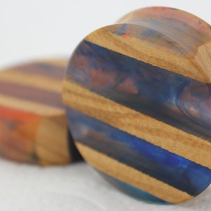 1 Pair of 40mm Handmade Resin and olive wood Plugs