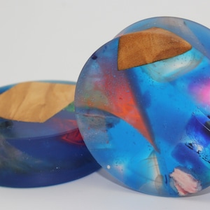 1 Pair of 42mm Handmade Resin and olive wood Plugs