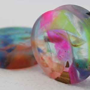 1 Pair of 42mm Handmade Resin and olive wood Plugs