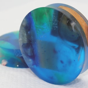 1 Pair of 42mm Handmade Resin and olive wood Plugs