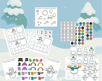 Snowman Activities for Preschool – Winter Printable Learning Games | Fine Motor & Math Centers