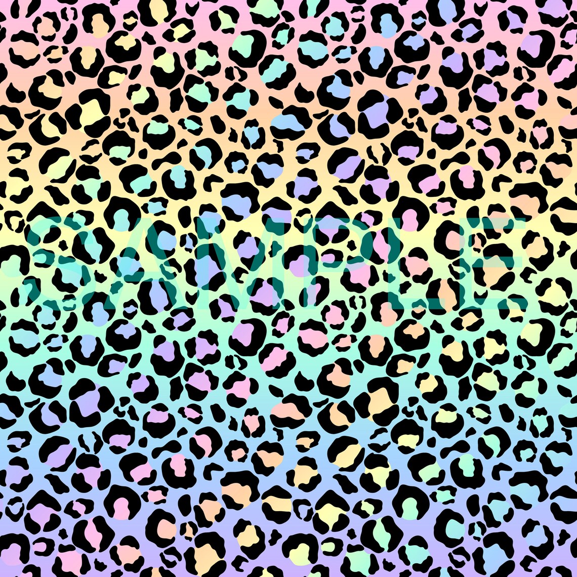 Rainbow Animal Leopard Pastel Ombre Pattern HTV Iron on Etsy
