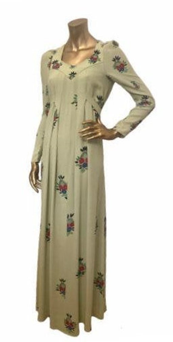 OSSIE CLARK Celia Birtwell print green moss crepe
