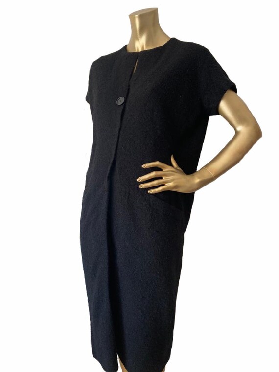 RARE BALENCIAGA Haute Couture Black Boucle Wool Barrel Dress | Etsy
