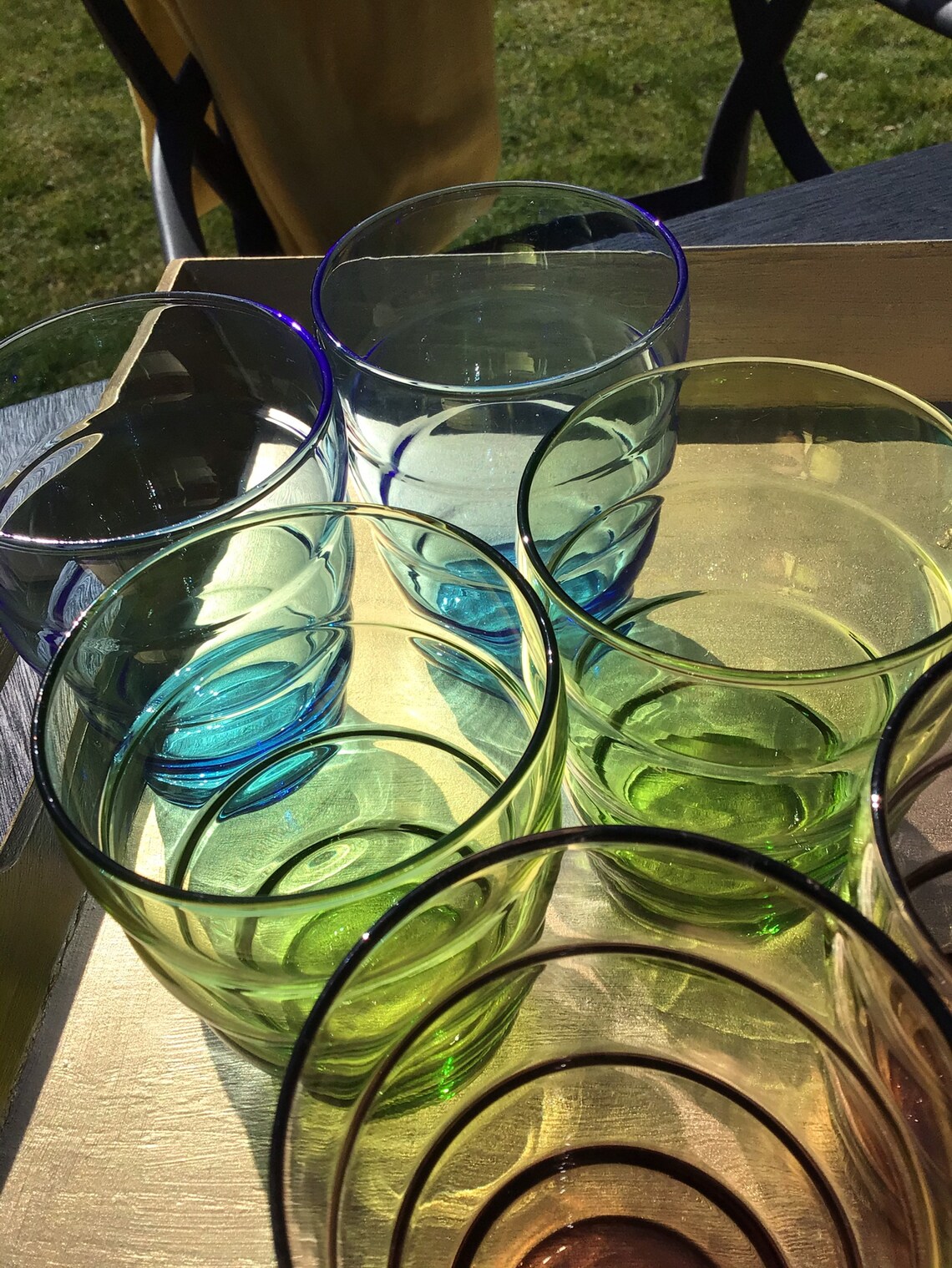 Vintage IKEA drinking glasses. 6 harlequin 2 blue 2 green 2 Etsy