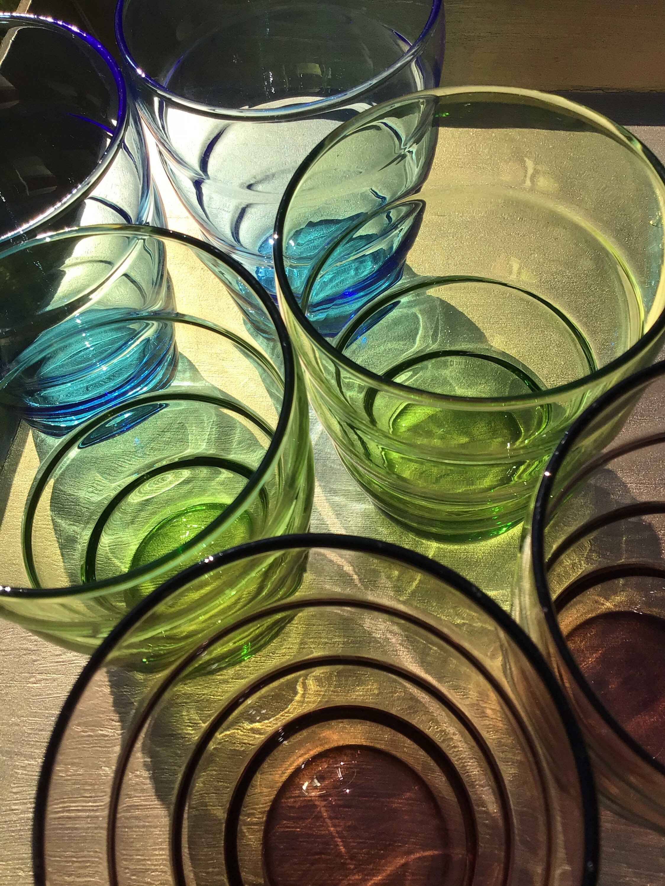 Vintage IKEA drinking glasses. 6 harlequin 2 blue 2 green 2 Etsy