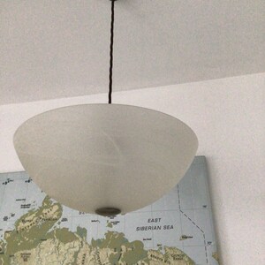 Large opaque glass light lamp ceiling shade uplighter white swirl appearance fixture included retro kitch vintage Eames era mid century