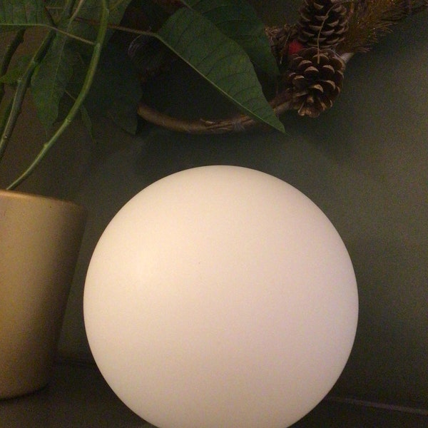 White glass sphere ball light shade replacement shade to use with a fitting small excellent condition dull appearance hole 5.5 across 15 cm