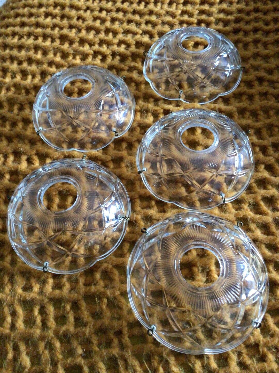 5 Vintage Bobeche 1920 1930 Cut Glass Chandelier Cups Etsy