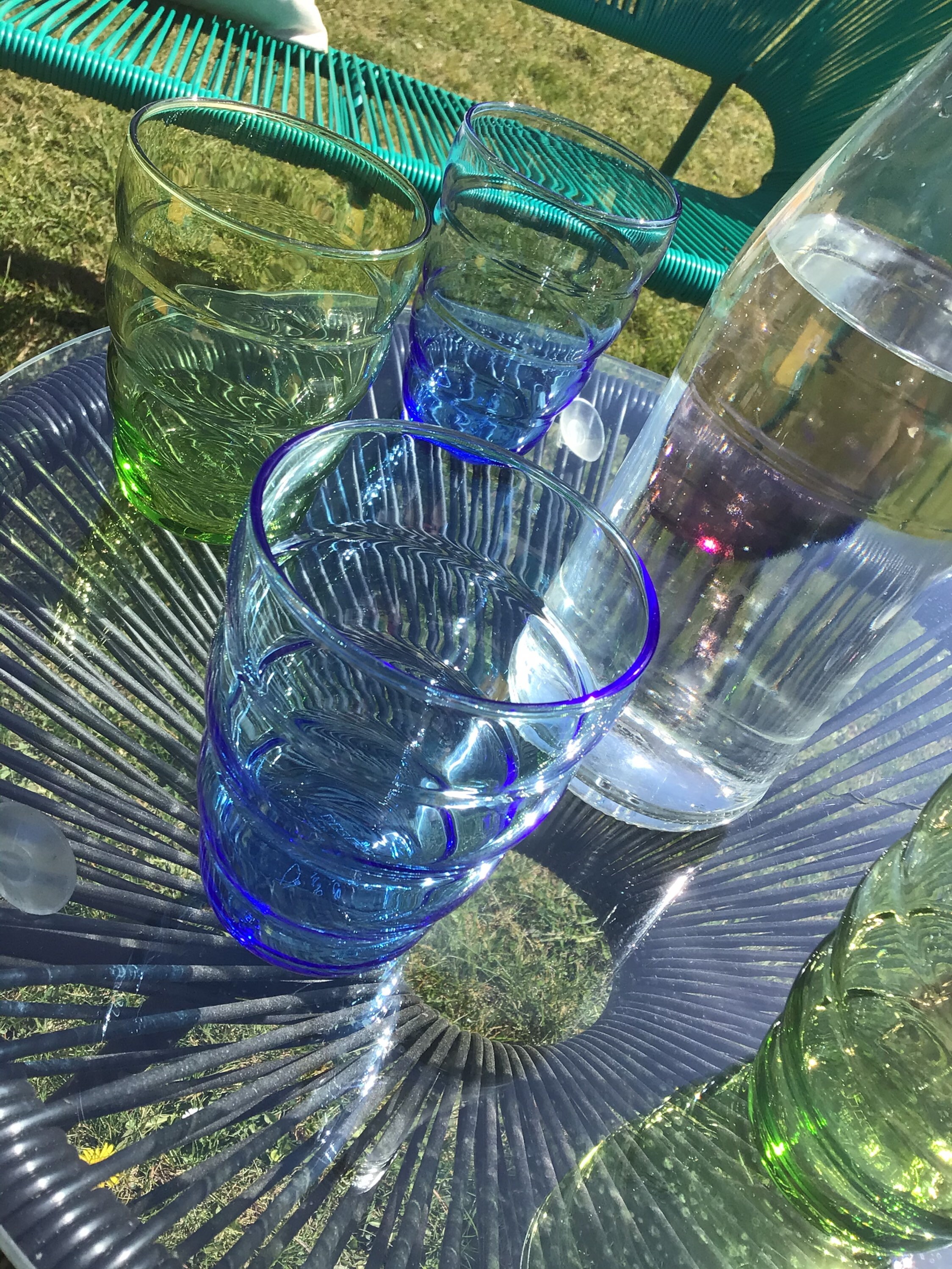 Vintage IKEA drinking glasses. 6 harlequin 2 blue 2 green 2 Etsy