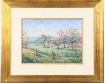 Hughes Claude Pissarro, Pastel drawing on paper, Signed