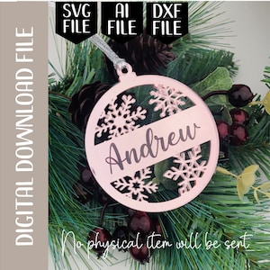 DIGITAL DOWNLOAD FILE - Christmas Snowflake Ornament - Personalisation Section | svg download file | Laser Ready Download