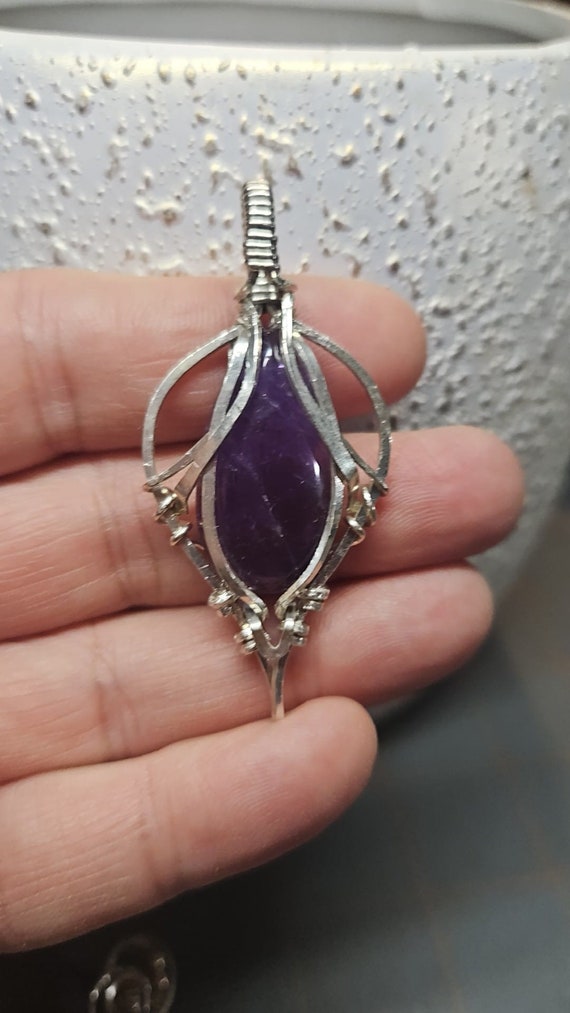 Juicy Ametrine pendant wrapped in hammered sterling silver