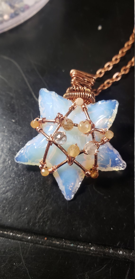 Opalite or Obsidian Star Pendant