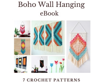 Pacote de padrões de decoração de parede em crochê Boho (download em PDF)
