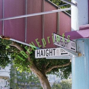 Photography Print of the Haight-Ashbury sign in San Francisco, California. Taken with 35mm film.