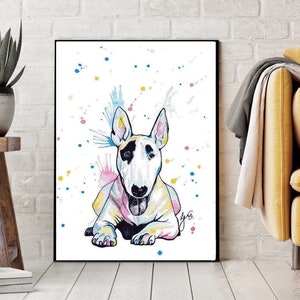 English Bull Terrier Print | English Bull Terrier Poster | Bull Terrier painting| colourful Dog prints| Gifts dog lovers | Ebt decor