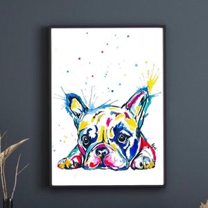 French Bulldog Print | Wall art decor| Frenchie Poster| watercolour painting | pet portrait | Dog lovers gift | French Bulldog decor