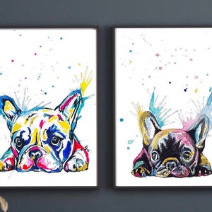 French Bulldog Print | Wall art decor| Frenchie Poster| watercolour painting | French Bulldog lover | Dog lovers gift | Set of 2 |