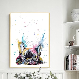 French Bulldog Print | Wall art decor| Frenchie Poster| watercolour painting | pet portrait | Dog lovers gift | French Bulldog decor puppy