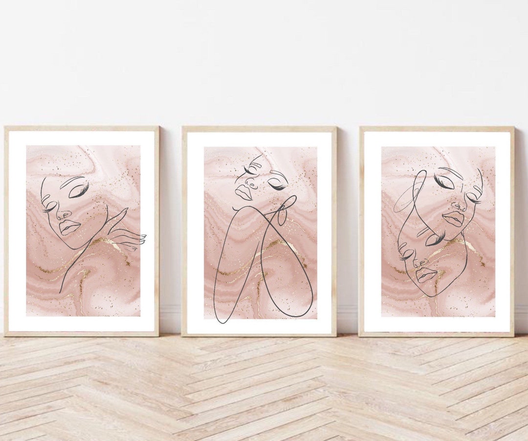 Woman Line Art Print | Wall Art Decor |romantic Art Prints | Set of 3 ...