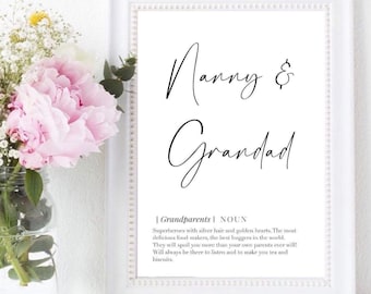 Nanny and grandad Print | Gifts for Nanny and grandad | wall art decor prints| nan prints | grandad prints | grandparents print | gifts