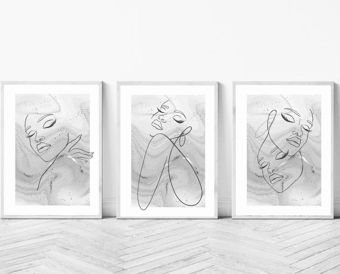 Woman Line Art Print | Wall Art Decor |romantic Art Prints | Set of 3 ...
