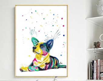 Corgi art Print | Corgi Poster | Corgi painting| colourful Corgi art | dog wall art prints  | Rainbow dog prints | corgi decor