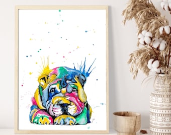 Sharpei Print | Wall art decor| shar pei  Poster| watercolour painting | pet portrait | Dog lovers gift |wrinkly dog prints | Chinese dog