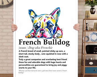 French Bulldog Definition Print | wall art Decor | bulldog art | gifts for friends | novelty prints| funny frenchie prints | dog pet gifts|
