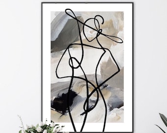 Abstract Female Line Art Print, Modern Minimalist Wall Art, Figure Drawing Poster, Elegant Home Decor, Single Printable Art