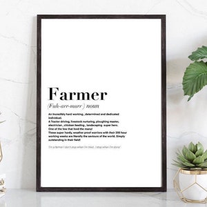 Farmer Definition Print | wall art Decor | minimalist| gifts for friends  | novelty prints| funny humour prints | joke gifts