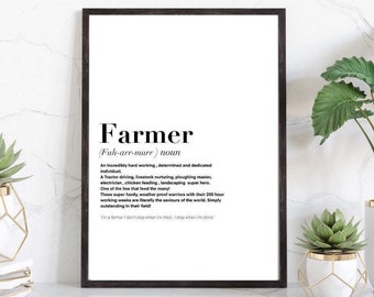 Farmer Definition Print, wall art Decor, minimalist| gifts for friends , novelty prints| funny humour prints, joke gifts