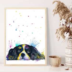 King Charles spaniel Print | Wall art decor|Poster| watercolour painting | pet portrait | Dog lovers gift | Cavalier king charles decor