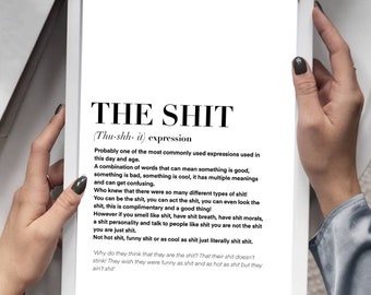 The Shit Definition Print | wall art Decor | minimalist| gifts for friends  | novelty prints| funny humour print| rude prints joke gift