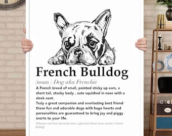 French Bulldog Definition Print | wall art Decor | bulldog art | gifts for friends | novelty prints| funny frenchie prints | dog pet gifts|