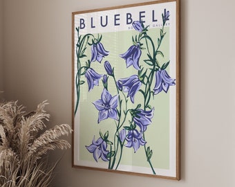 Bluebell Art Print | Floral Abstract Print | Pop art | botanical prints | bright colours | kitchen dining wall art decor| wildflower decor