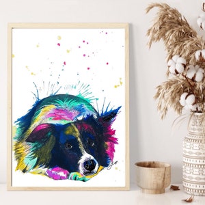 Border collie Print | Wall art decor| sheep dog Poster| watercolour painting | pet portrait | Dog lovers gift | dog portraits decor