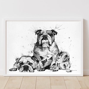 English Bulldog Print | Wall art decor| British Bulldog Poster | watercolour prints | painted pet portrait | Dog lovers gift | bulldog decor