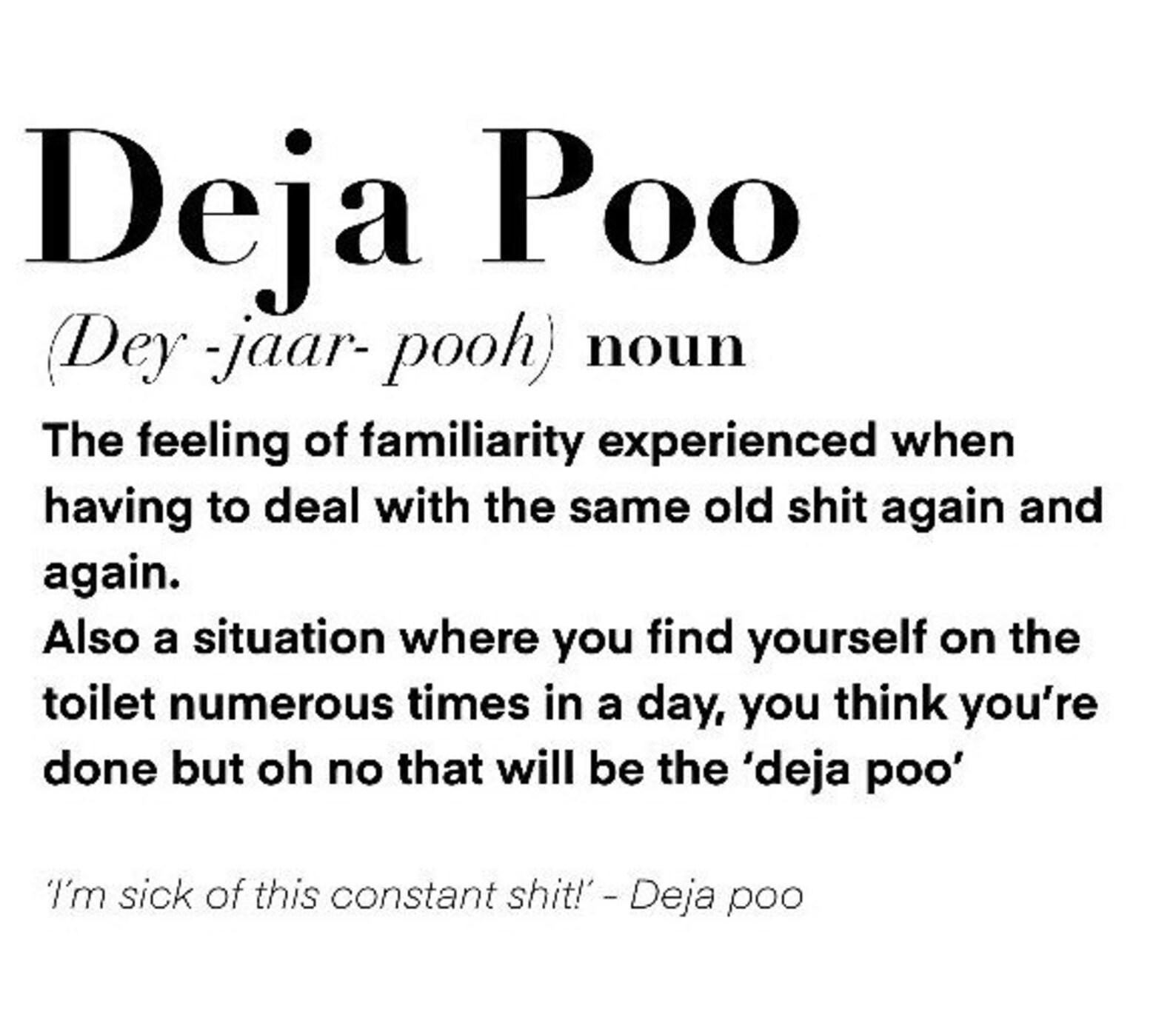 Deja Poo Definition Print Wall Art Decor Minimalist Gifts Etsy