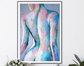 Woman Nude Art Print |Female Body Acrylic painting Print | Fashion prints | naked body print| acrylic painting | Nude abstract multi colour