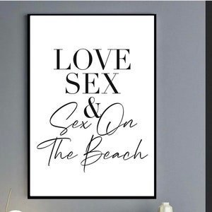 Love Sex cocktail Print |Sex on the beach cocktail kitchen wall art decor|written quotes| dining room | alcohol prints bar restaurant poster