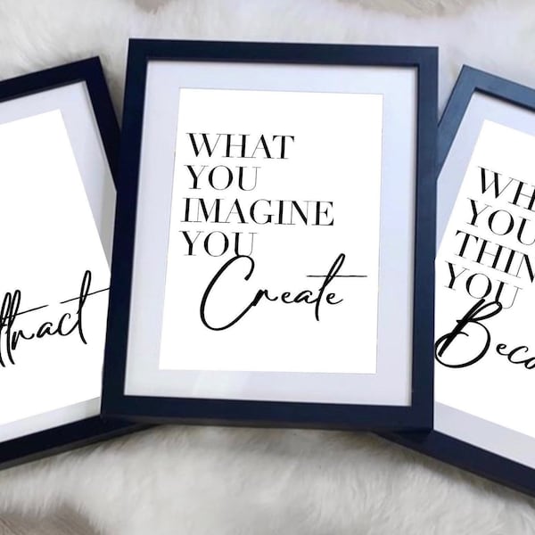 Attract Create Become | Wall art Decor | Manifesting Prints| law of attraction prints | set of 3| affirmation prints| ask believe receive