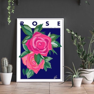 Rose Art Print | Floral Abstract Print | Pop art | botanical prints | bright colours | kitchen dining wall art decor | roses | flowers