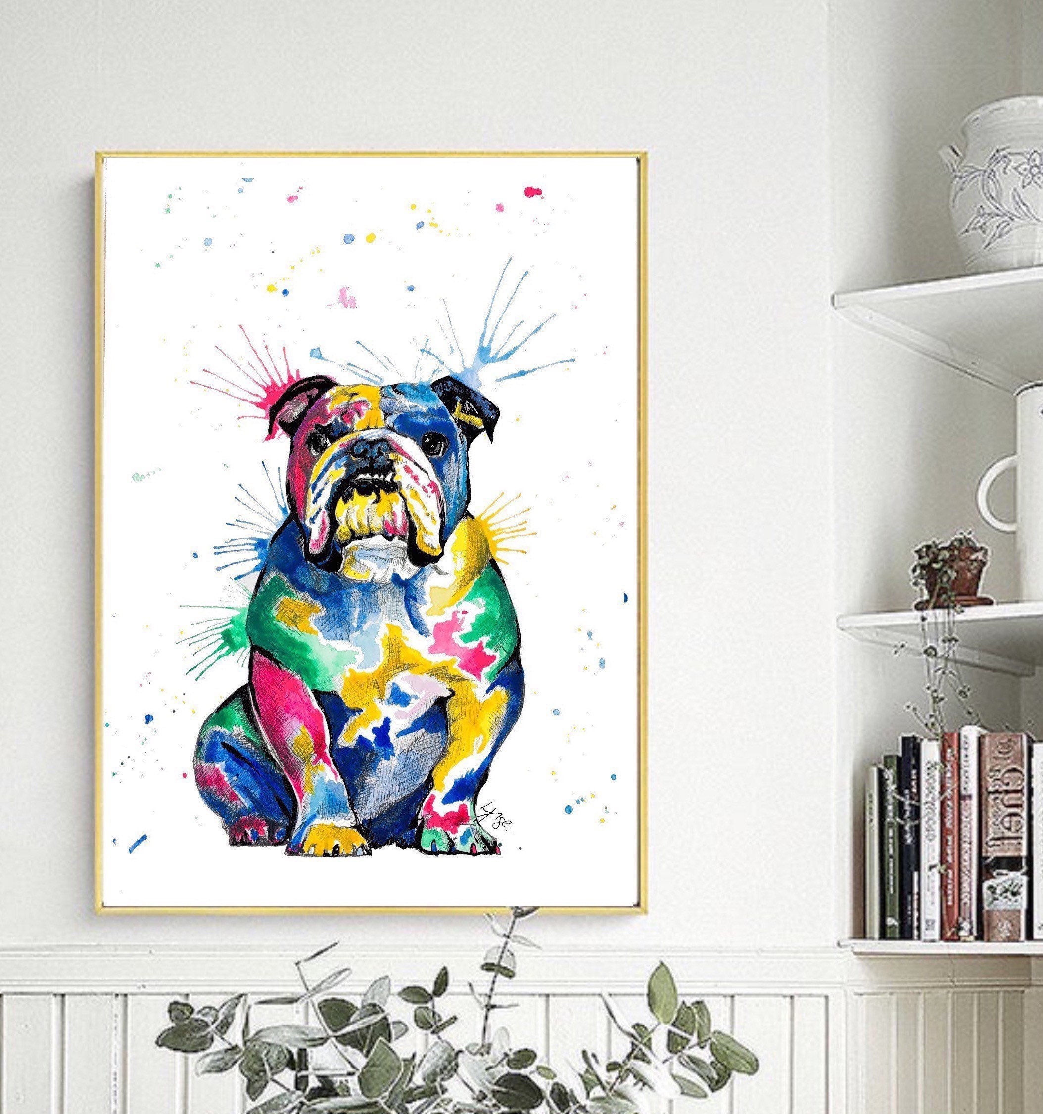 English Bulldog Prints Wall Art Decor Watercolour Painting Etsy