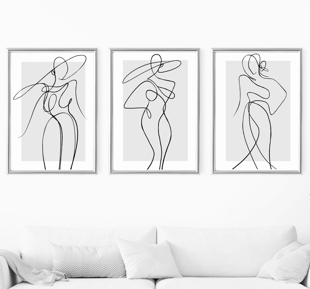 Woman Line Art Print | Wall Art Decor|romantic Art Prints | Set of 3 ...