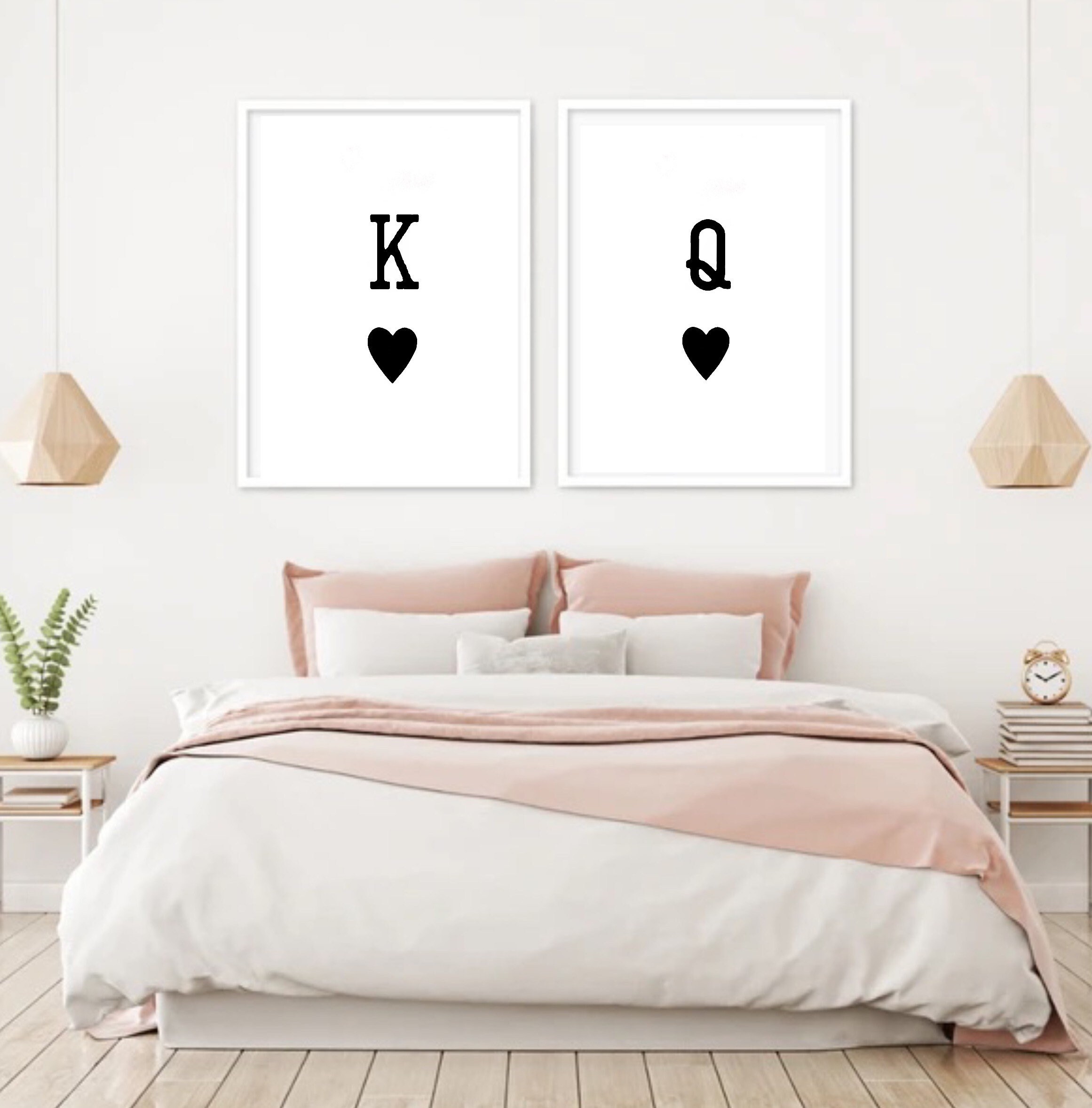King Queen of Hearts Wall art prints | playing card poster |romantic